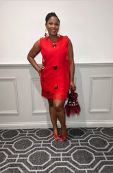 Aso Oke Shift Dress (Red)
